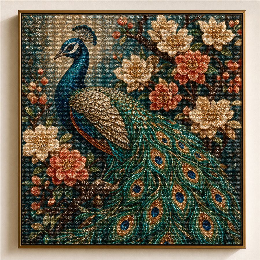 Tranh đính đá chim công